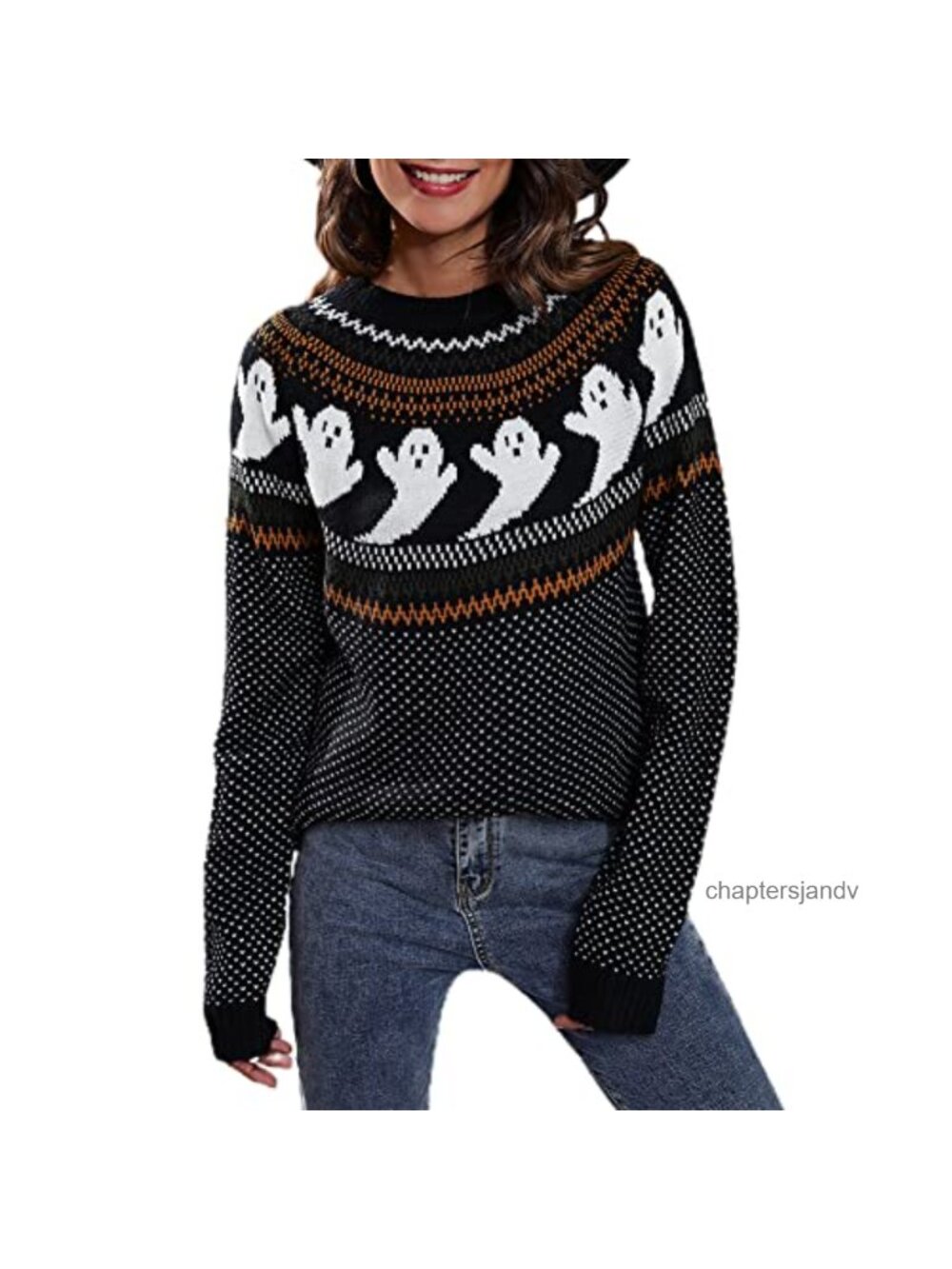 Women's Knitted Leopard Print Pullover Sweater Crew Neck Long Sleeve